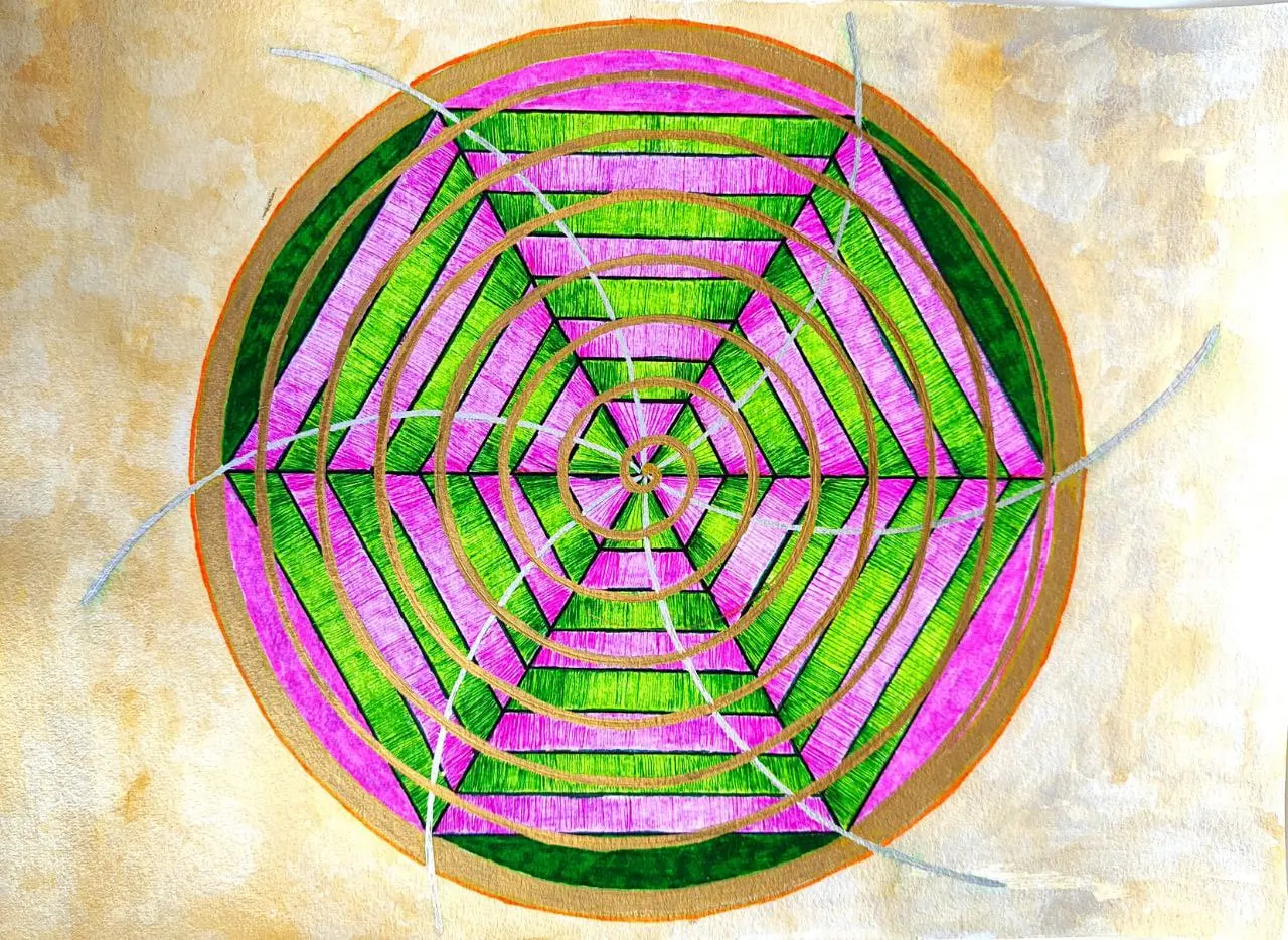 Mandala Exágono Cósmico - Perfección geométrica y orden universal